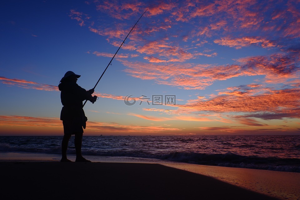 生活,釣魚,海