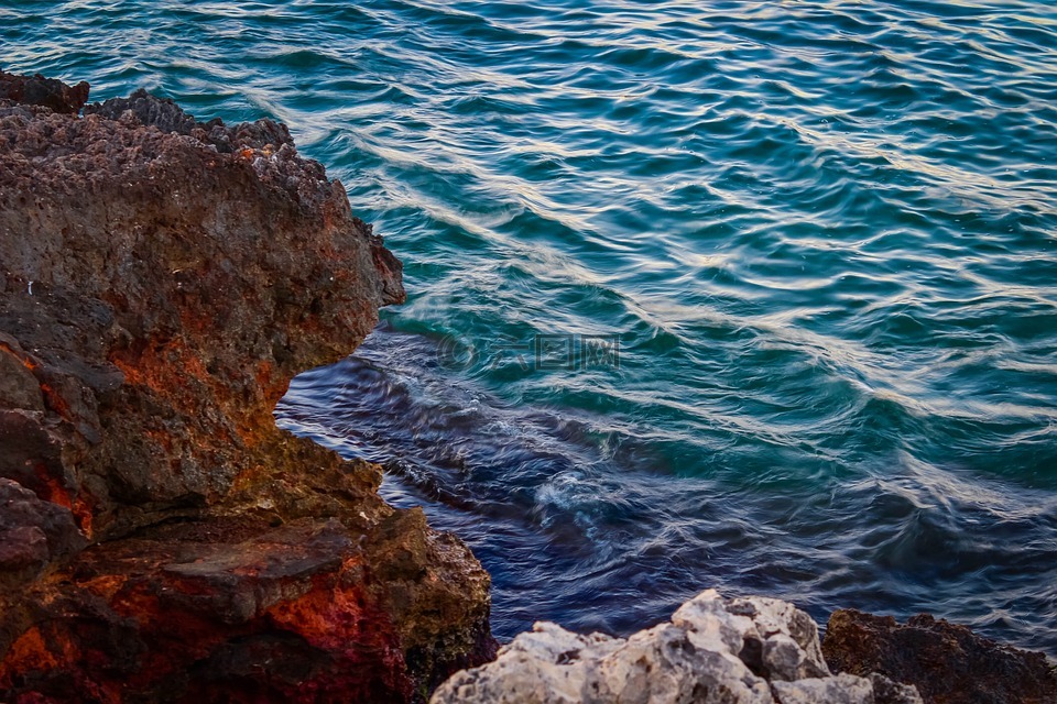 海,岩石,滨