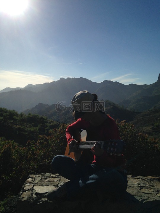 吉他,音樂家,景觀