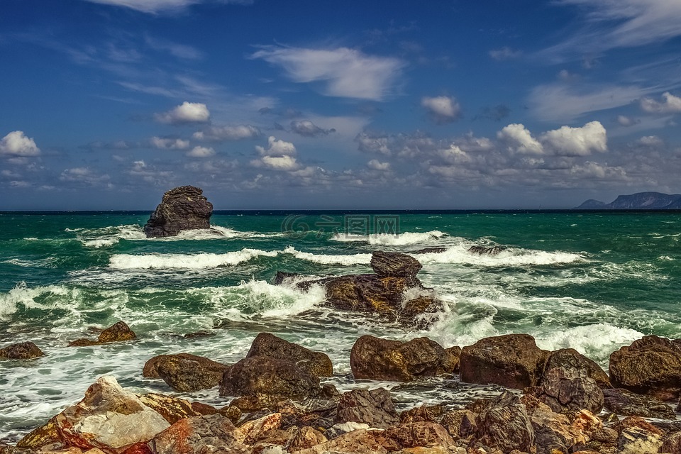 巖質(zhì)海岸,波,海