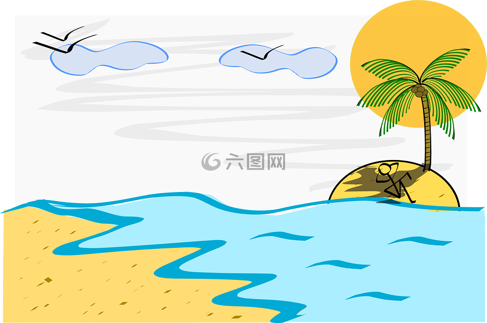島,海灘,海