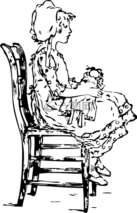 女孩,抱著的孩子,嬰兒