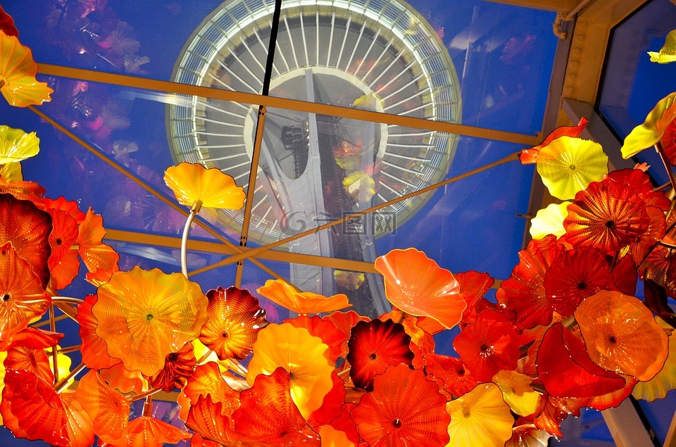 西雅圖,空間針,胡利花園和玻璃