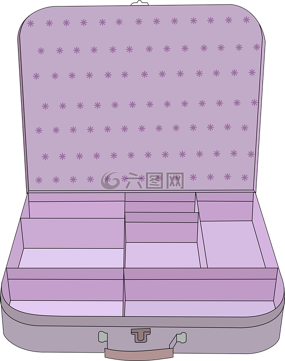 手提箱,紫色,開放