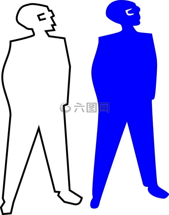 藍(lán)色,男子,側(cè)影