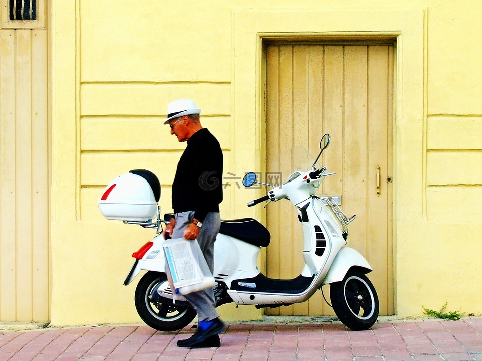 黑盾胡蜂,滑板车,男子