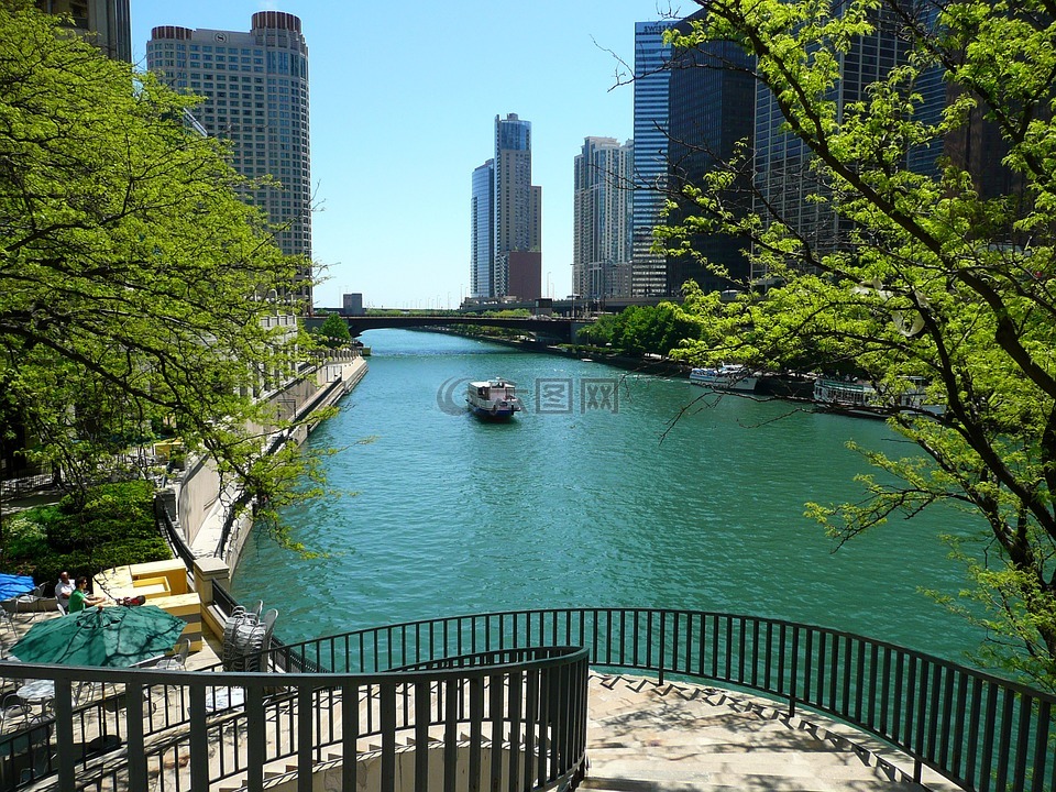 芝加哥,河,城市