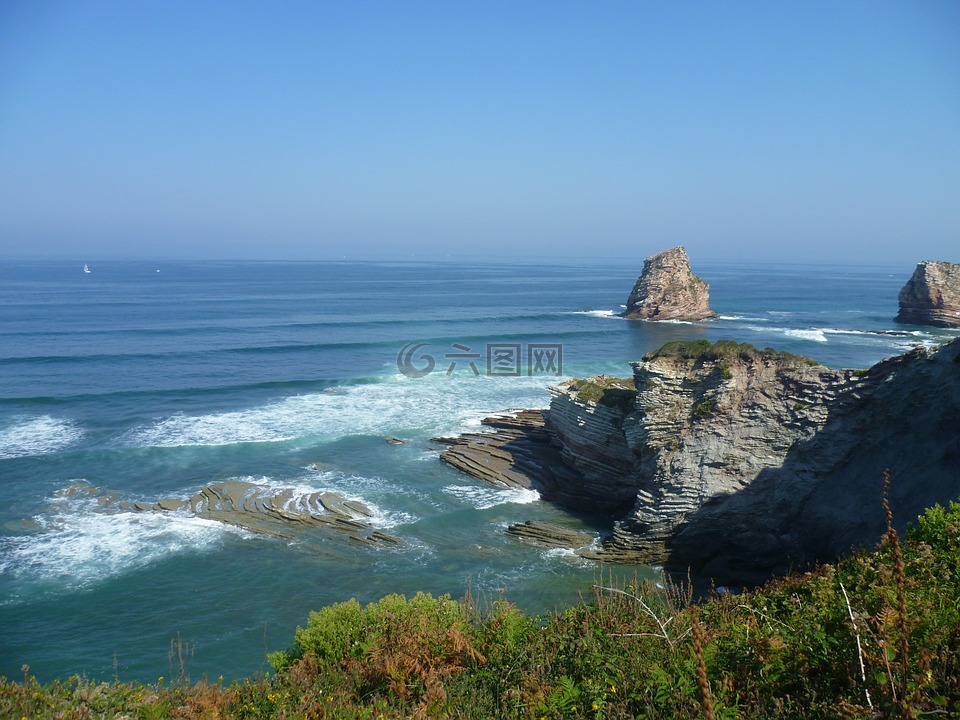 海岸,法国,大西洋