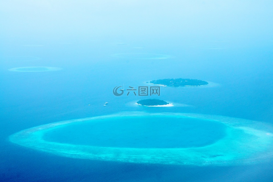 马尔代夫,岛,蓝色