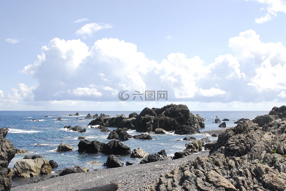 岬,高知自治州室戶海角,夏日海灘