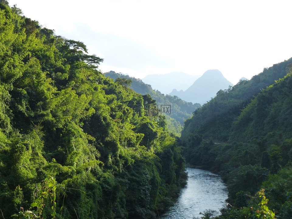 老挝,河,景观