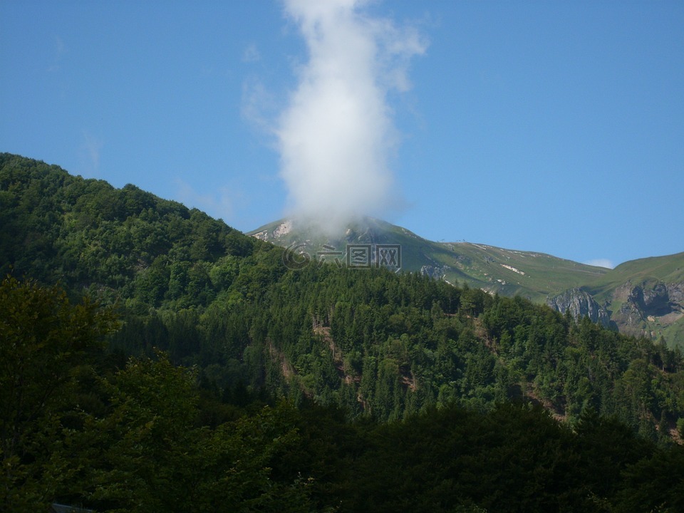 云,威胁,山