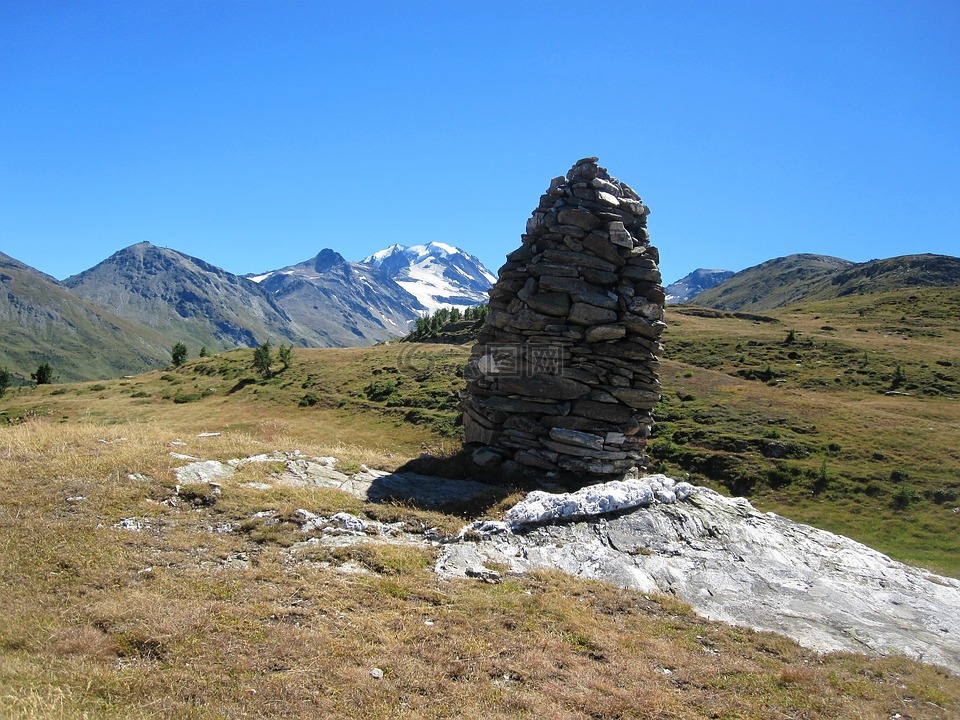 高山,瑞士,夏季