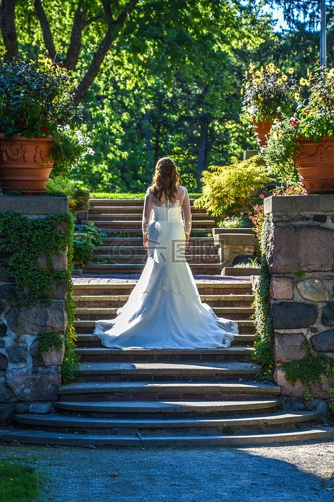 樓梯,花園,婚禮