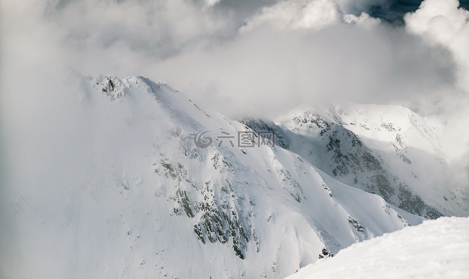 雪,冬天,山