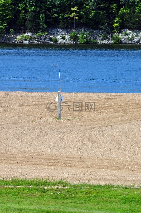 海滩,水,沙