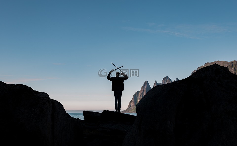 巖,小山,懸崖