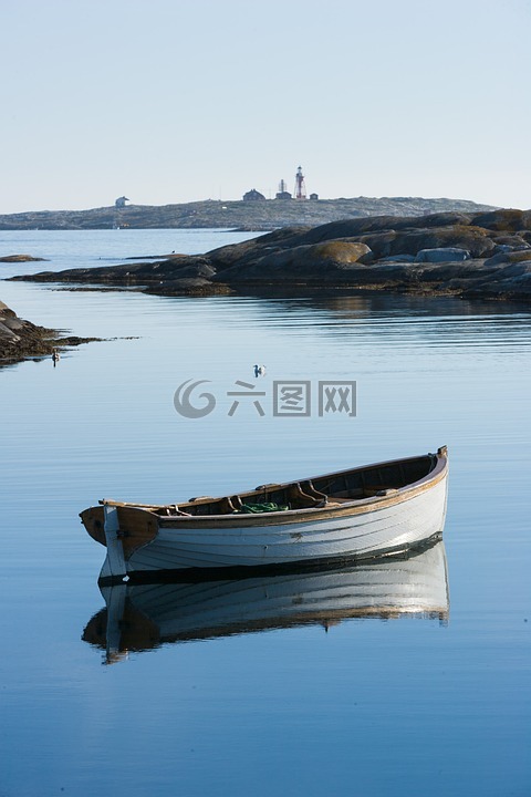 燈塔,船,海