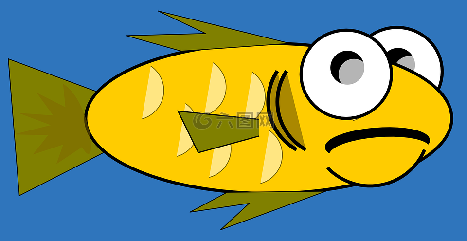 魚,金魚,卡通