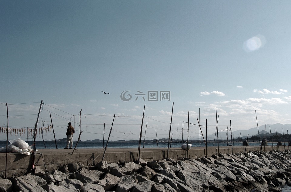 码头,釜山,枪口