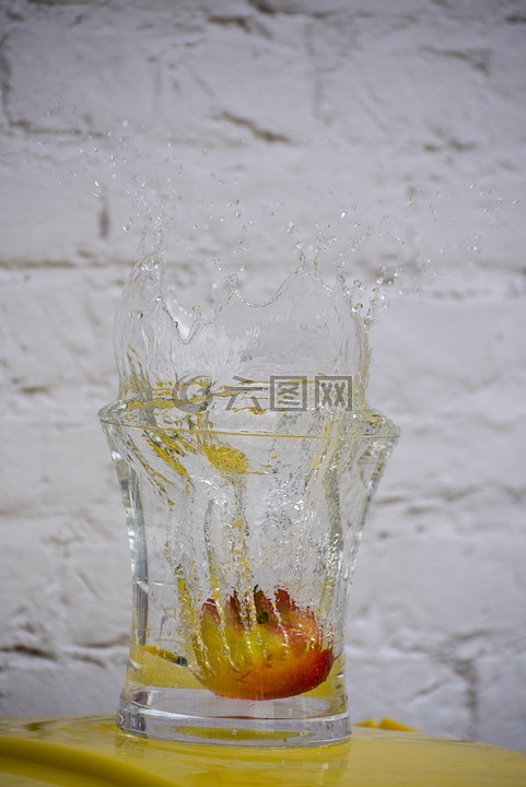 飛濺,蘋果,水