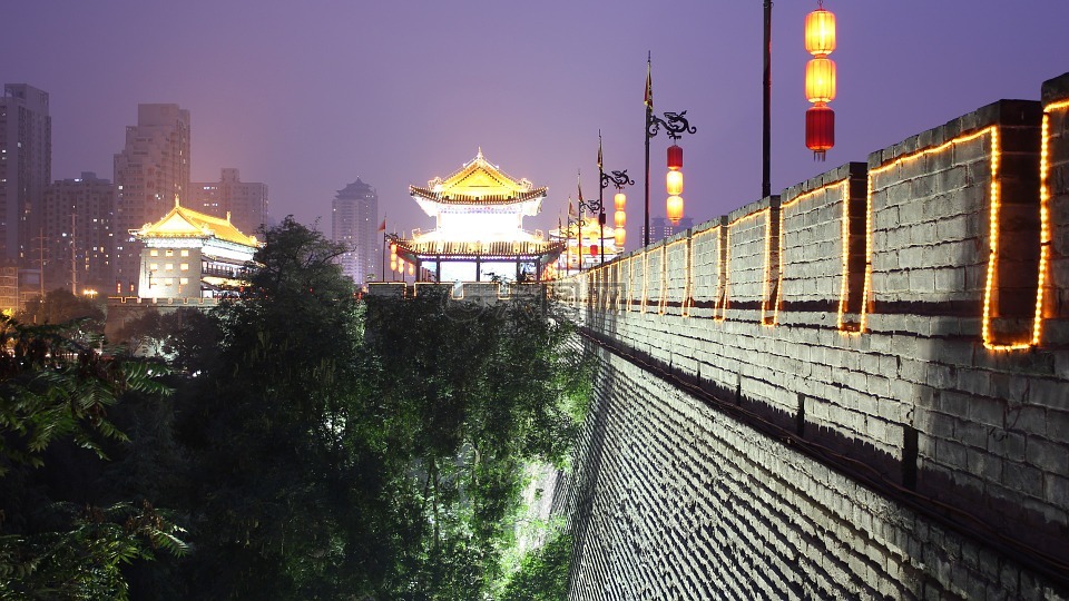 墻,中國,夜