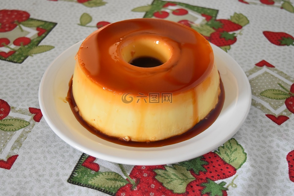布丁,甜點,黃色