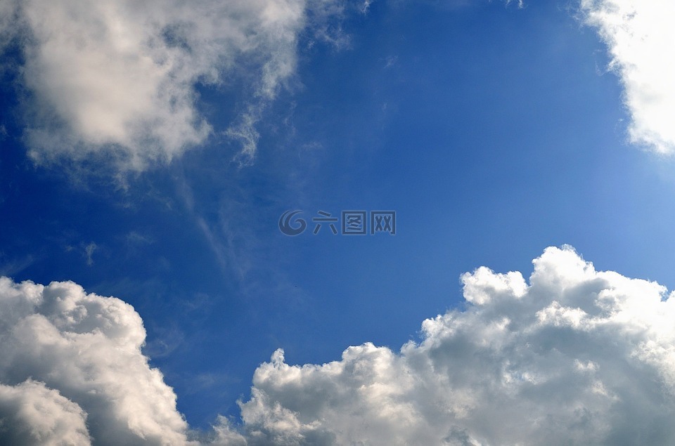 藍(lán)色,云,天空