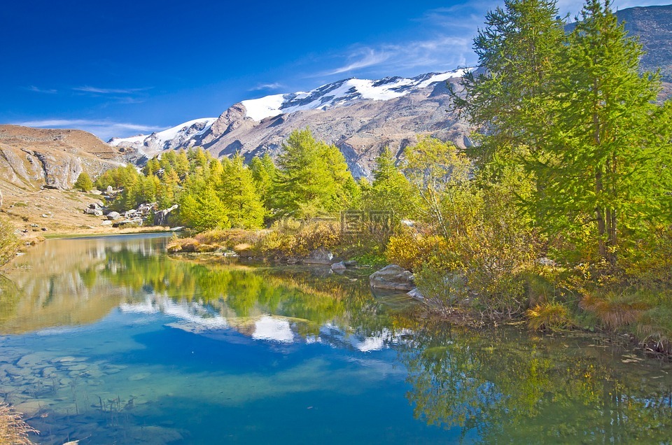 bergsee,秋季,鏡像
