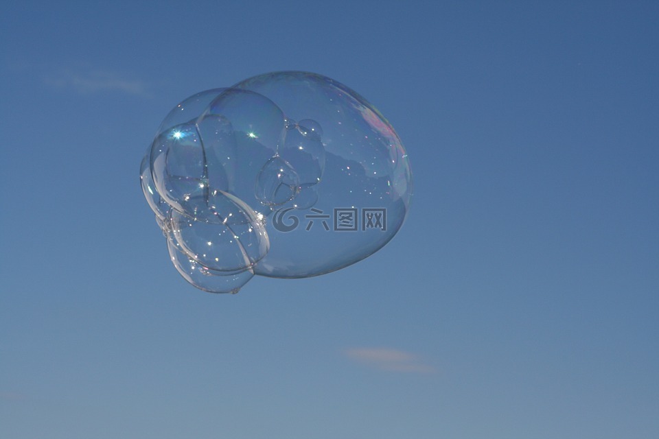 肥皂泡沫,天空,藍(lán)色