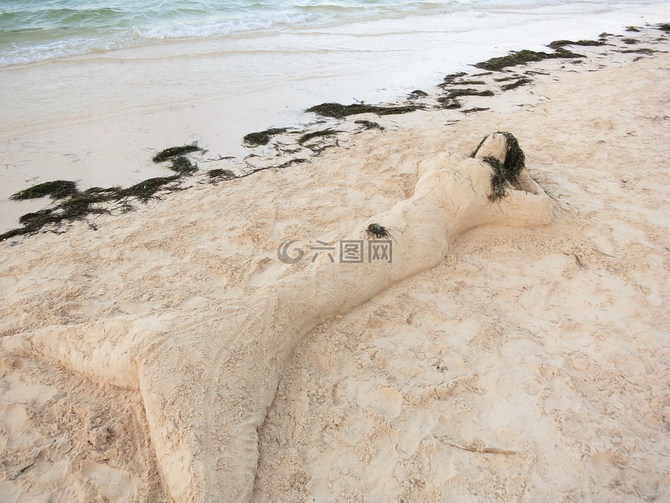 沙,美人魚,sandart