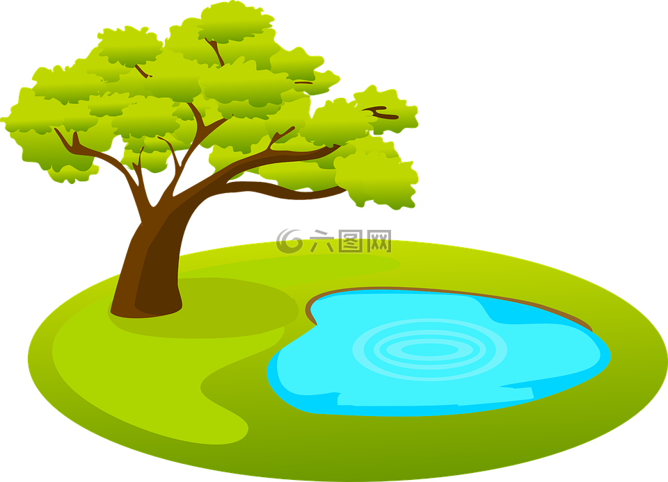 池,樹,水