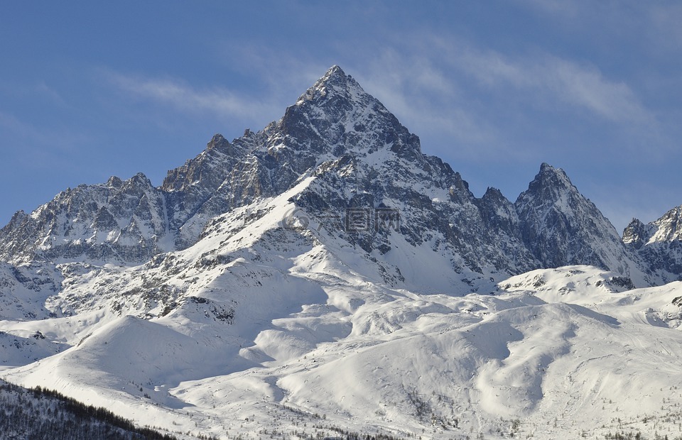 山,阿尔卑斯山,雪