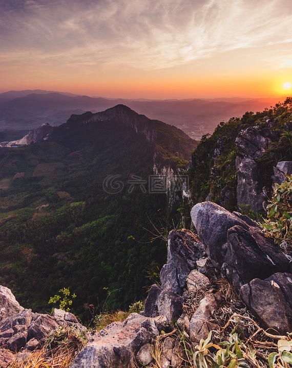 山,高原,云