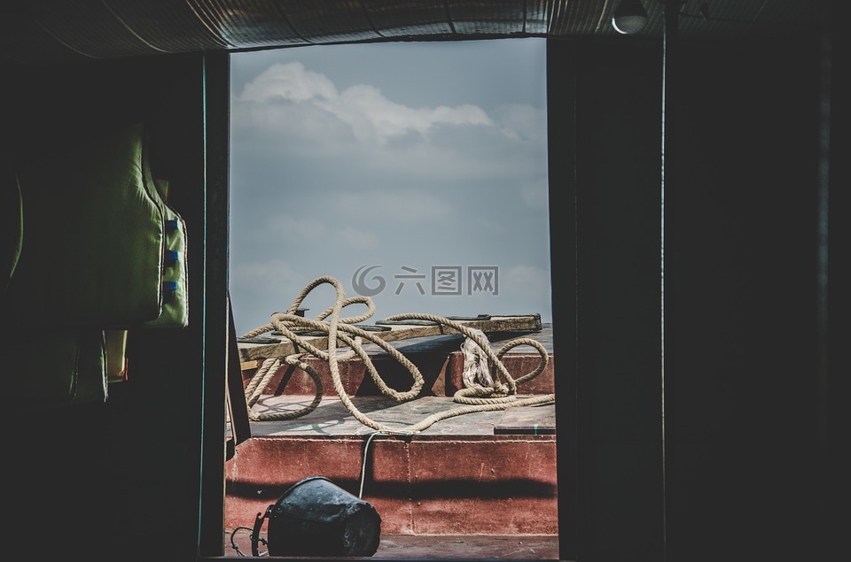 黑暗,房间,绳