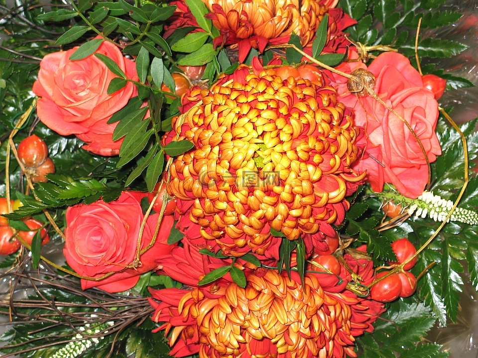 花束,給,桌子上的花