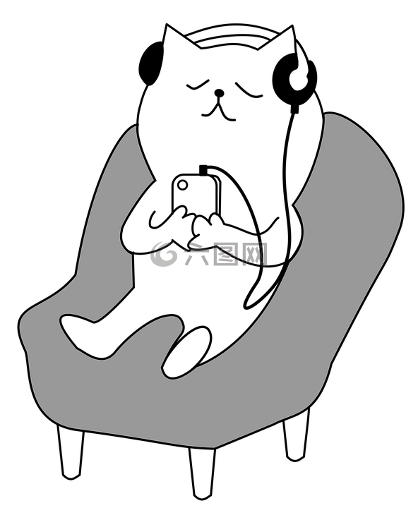 放松,頭戴耳機,音樂欣賞