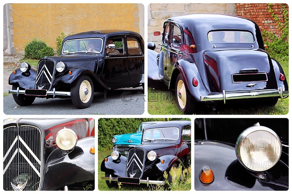 拼貼畫,雪鐵龍11cv,oldtimer
