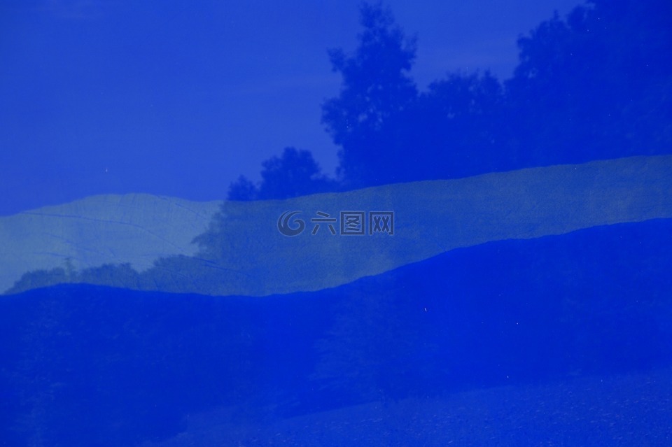 玻璃,藍色,鏡像