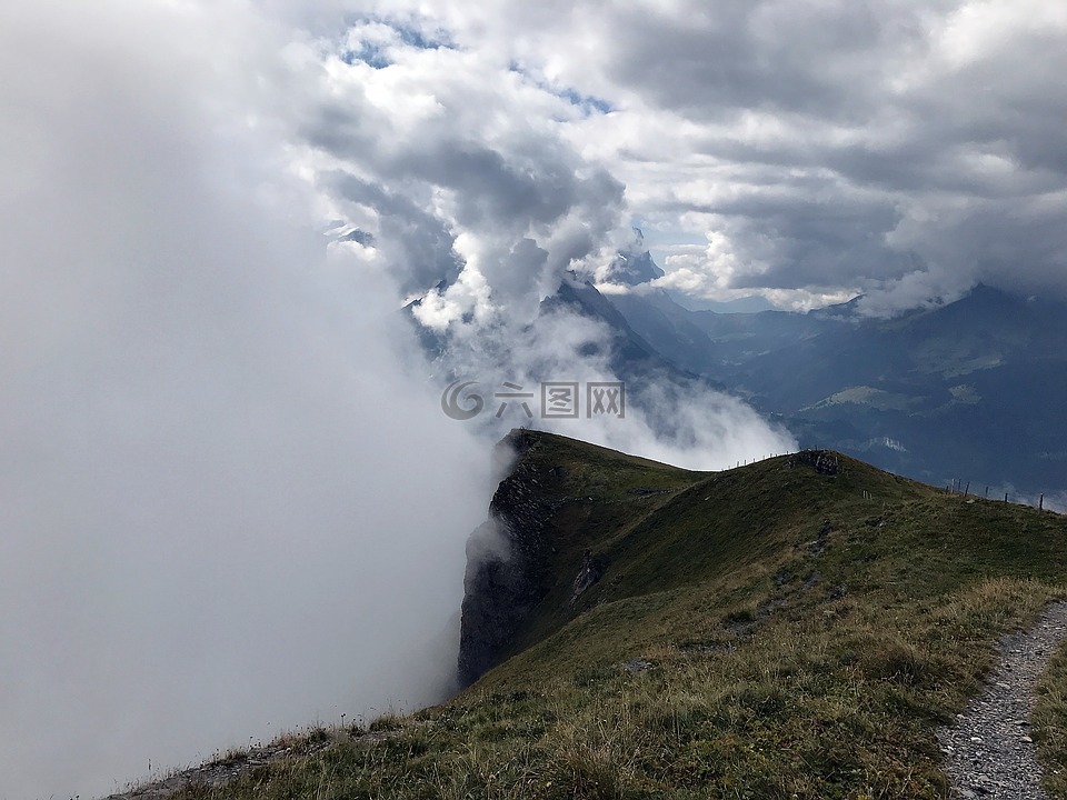 霧,云,山