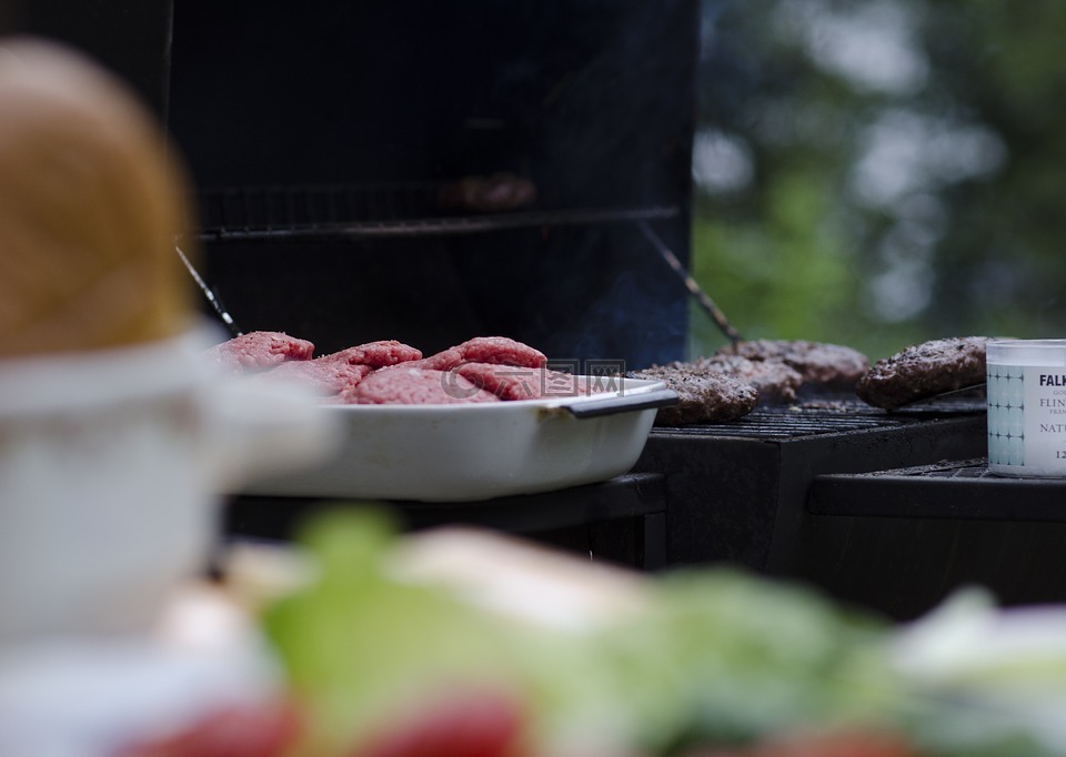 燒烤,肉,漢堡