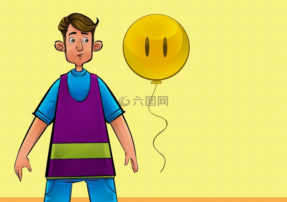 男子,气球,脸