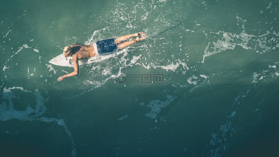沖浪,家伙,男子
