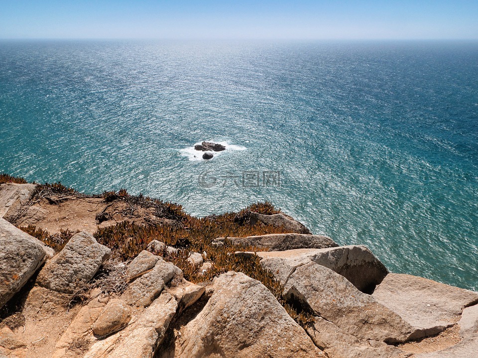 海洋,巖,波