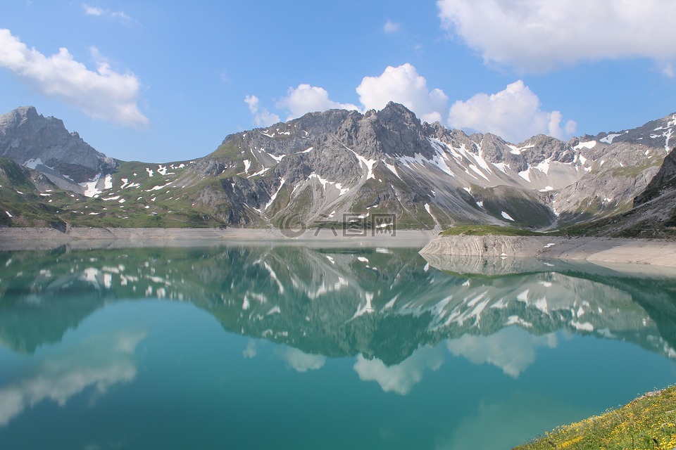 湖,bergsee,山