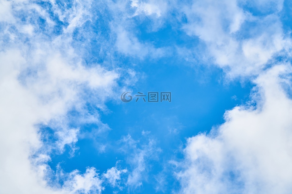 藍色,云,夏天