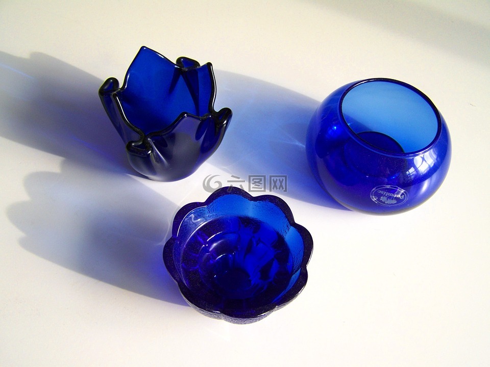 藍(lán)色玻璃對(duì)象,光影,首飾