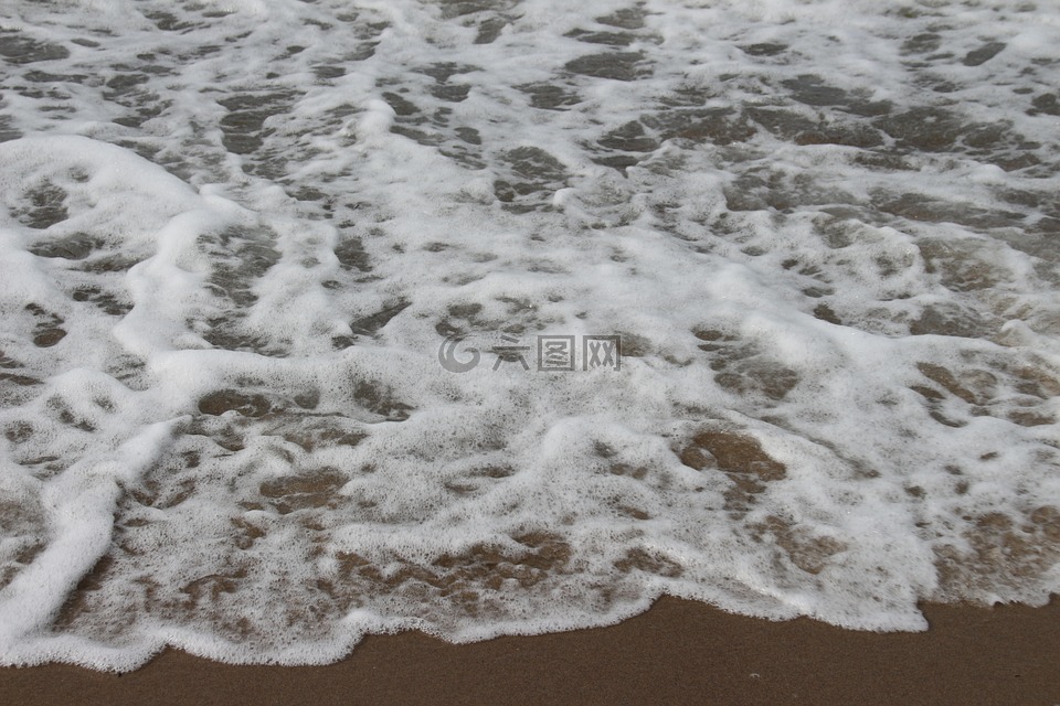 海灘,水,波