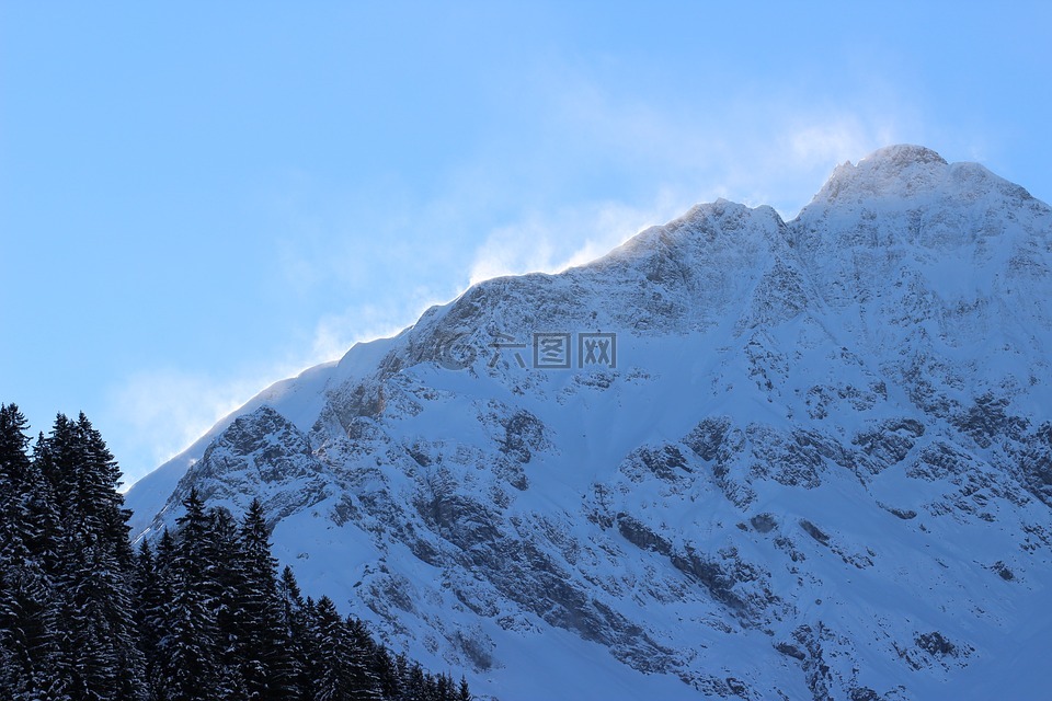 山,雪,勞