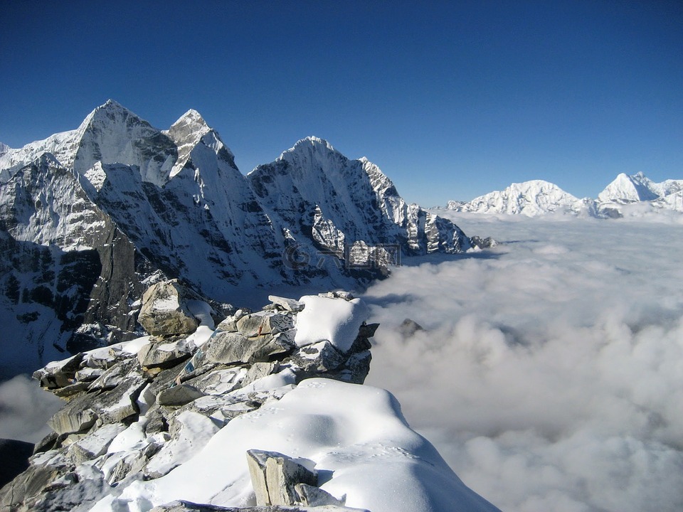雪,山,山峰